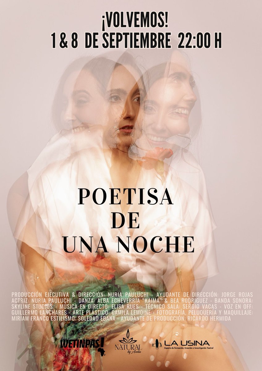 ¡VOLVEMOS! Poetisa de una noche en <a href="/Sala_La_Usina/">Sala La Usina</a> los próximos 1 y 8 de septiembre 🌷
Link a entradas: atrapalo.com/entradas/poeti…
Te esperamos💜 #poetisadeunanoche