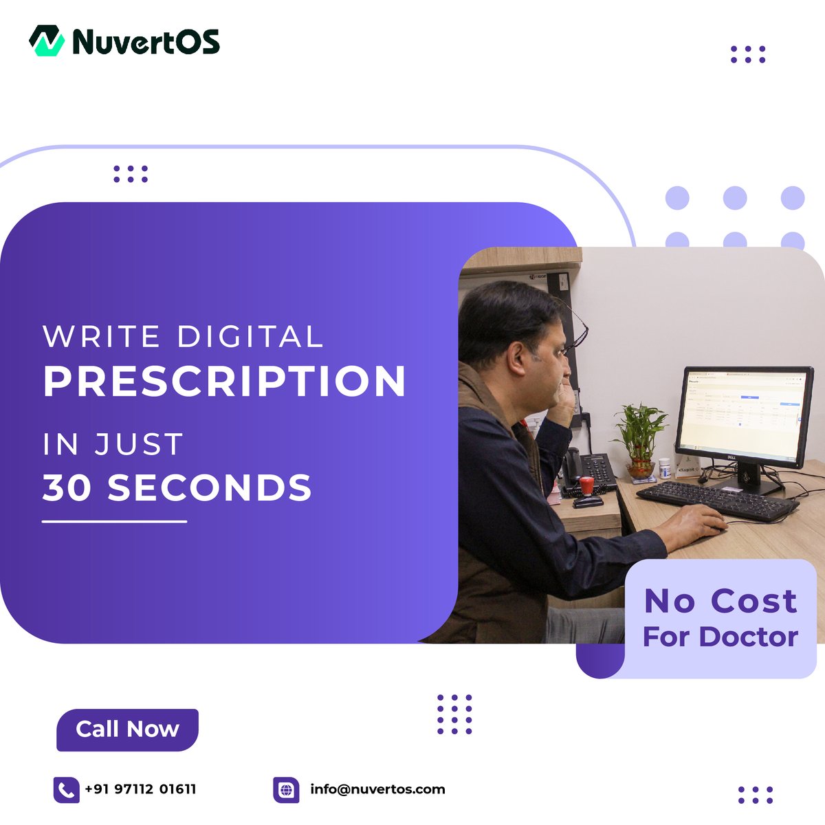 Are you Aware? The new guideline by NMC mandates the doctor to issue an e-prescription for the tele-consultation.
So Prescribe Effortlessly in Just 30 Seconds! No Charges for Doctors.
Call Now: 9711201611

#nuvertos #timestreamtechnologies #prescription #nmc #nmcguidelines #emr