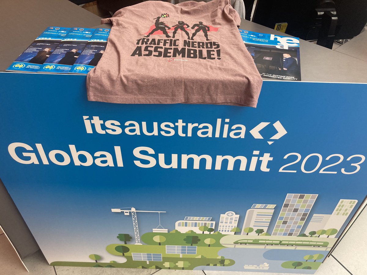SharonKindleys's tweet photo. @ITSeditorAdam @ITS_Int_News your T-Shirt came to @ITS_AUSTRALIA #ITSSummit #Merch #TransportNerdsAssemble https://t.co/hEk0XHjzEq