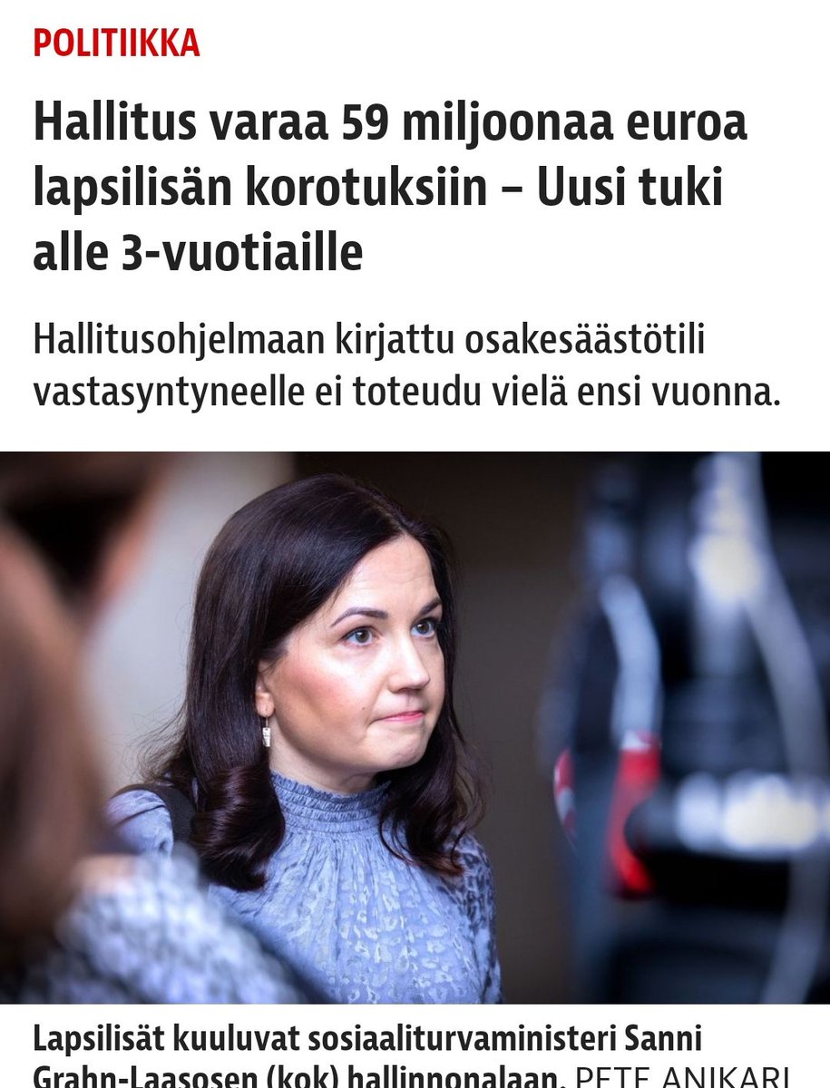 Tässä jälleen yksi uudistus, jossa rahaa käytännössä siirretään köyhiltä paremmin toimeentuleville.

Lapsilisän korotukset eivät pienituloisia auta, sillä ne huomioidaan toimeentulotuessa.

1/
#hallitus