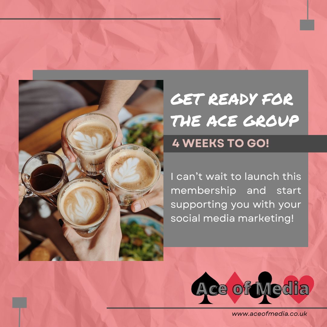 Just 4 weeks until the Ace Group launches! In the meantime; • Check out my pinned post for a chance to win a free year in the group • Let me know if you'd like to join the free challenge I'm running the week of the 18th • Find out more about the Ace Group on my website