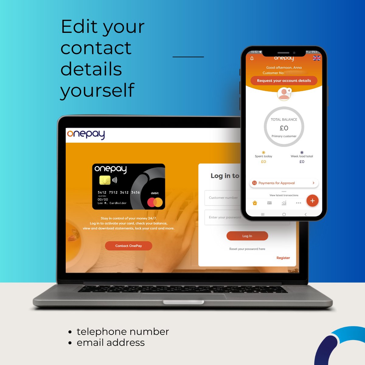 Exciting news🌟

Now, managing your contact information is as easy as pie!

Need to switch up your phone number?📱 No problem!
Want to update your email address?✉️ You got it!
With our online portal and My OnePay app, you've got the power to make those changes all on your own.