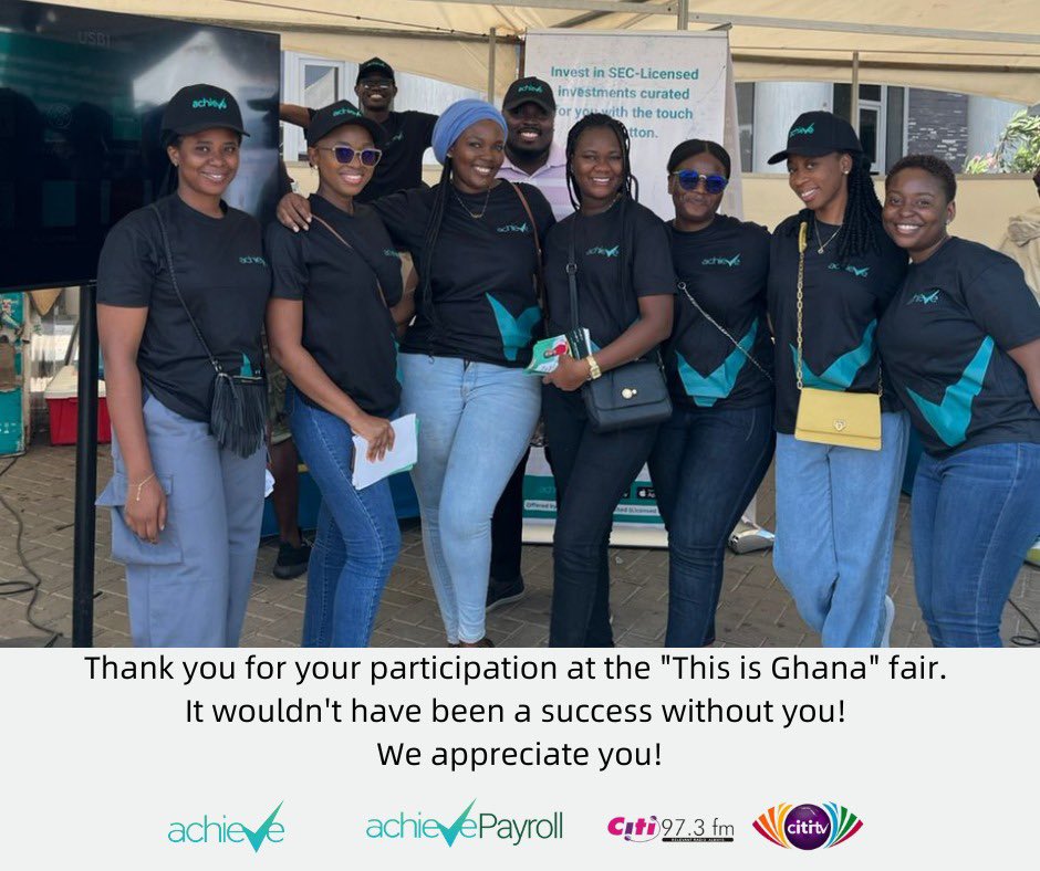 Thank you all for visiting our stand this weekend. 

It was great interacting with you!

Dream Execute Achieve

#achieve #thisisghana #cititv #citifm #investment #savings #payroll #accounting #hr #fintech
