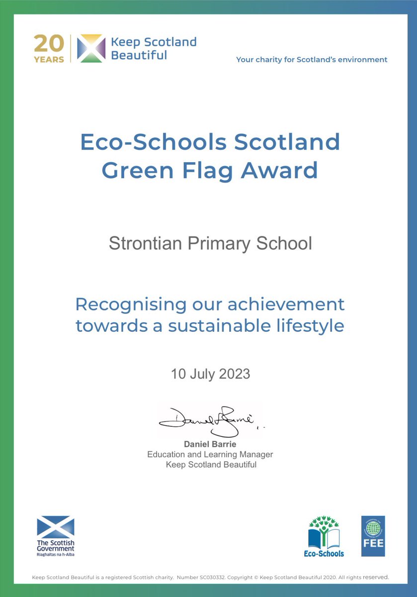 StrontianP's tweet image. Our Green Flag has arrived! Well done everyone for all your eco efforts. We are already planning what we can do next. Watch this space…
…ontianprimaryschoolecoblog.weebly.com