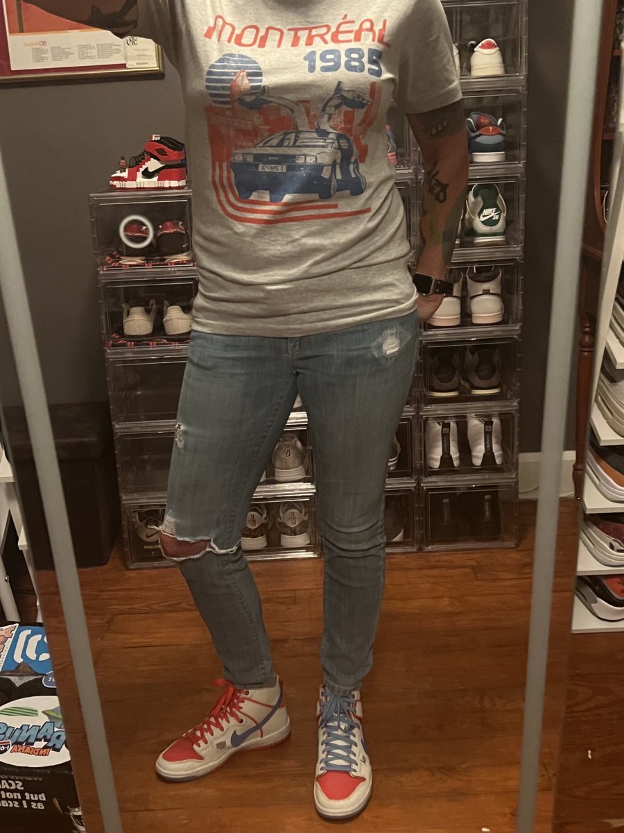 #kotd Good morning good people! A car theme today: Ishod Wair x Magnus Walker, DeLorean tee, & Little Red Corvette came on the radio on my way to school this morning. 😂 Happy Tuesday all! Take care of yourselves & be good to each other. 🥰🫶🏼⁦🙏🏼 ⁦@trudyspeaks⁩ #DunksOnDeck