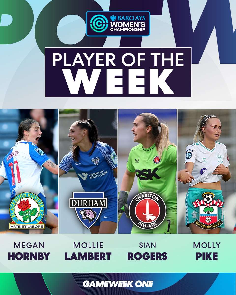 The nominees for the #BarclaysWC Player of the Week are in!

🌟 Megan Hornby
🌟 <a href="/Mollielambert98/">Mollie Lambert</a> 
🌟 <a href="/sianrogers3/">Sian Rogers</a> 
🌟 <a href="/mollypike01/">Molly Pike</a>