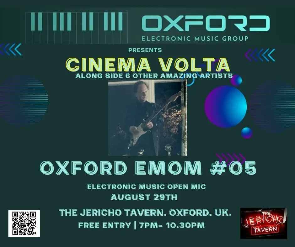cinema_volta's tweet photo. Tonight's the night!

I'll be performing at the Jericho Tavern in Oxford as part of the Electronic Music Open Mic night.

The show starts at 7pm UK time, and I'm scheduled to start between 7.30pm and 8pm. 

Live-streamed here: https://t.co/bDDmksJXFy 

Hope to see you there! https://t.co/CMtjZ0vGUo