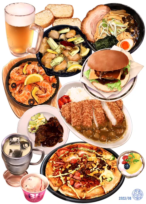 8月に描いた飯絵です 
