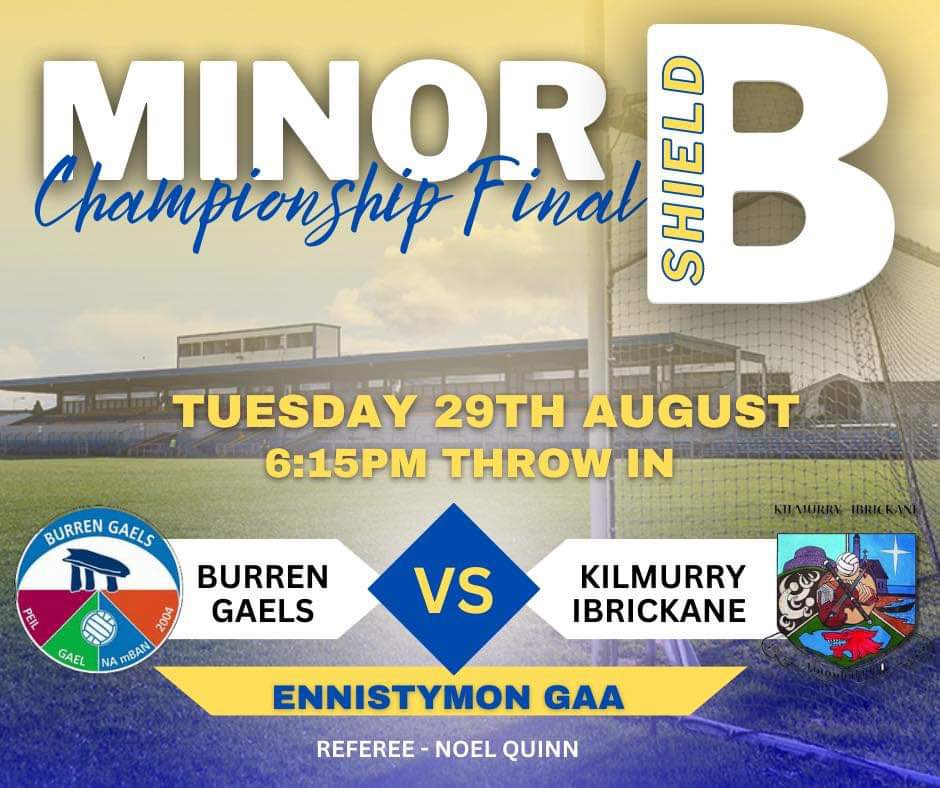 Best of luck to @KIBLadiesLGFA who play @burrengaels in the @Clarelgfa Minor B Shield final this evening. 📍Ennistymon GAA Field ⏱️6.15pm 💶 Admission charges for all finals: Adult = €5 Student/OAP = €3 💚❤️💚❤️