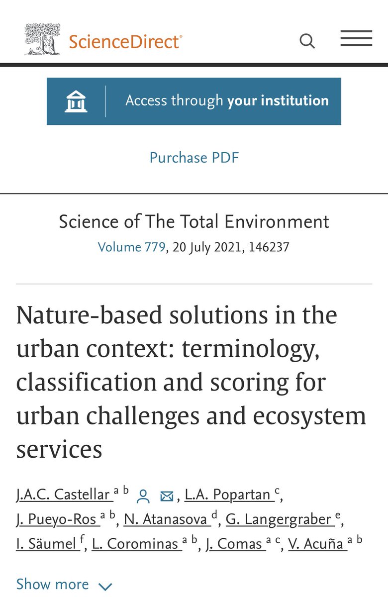 Excited to share that our article titled "Nature-based solutions in the urban context: terminology, classification, and scoring for urban challenges and ecosystem services" has reached a milestone of 80 citations!
Check it out here 👇🏽
lnkd.in/e3d-NDxW