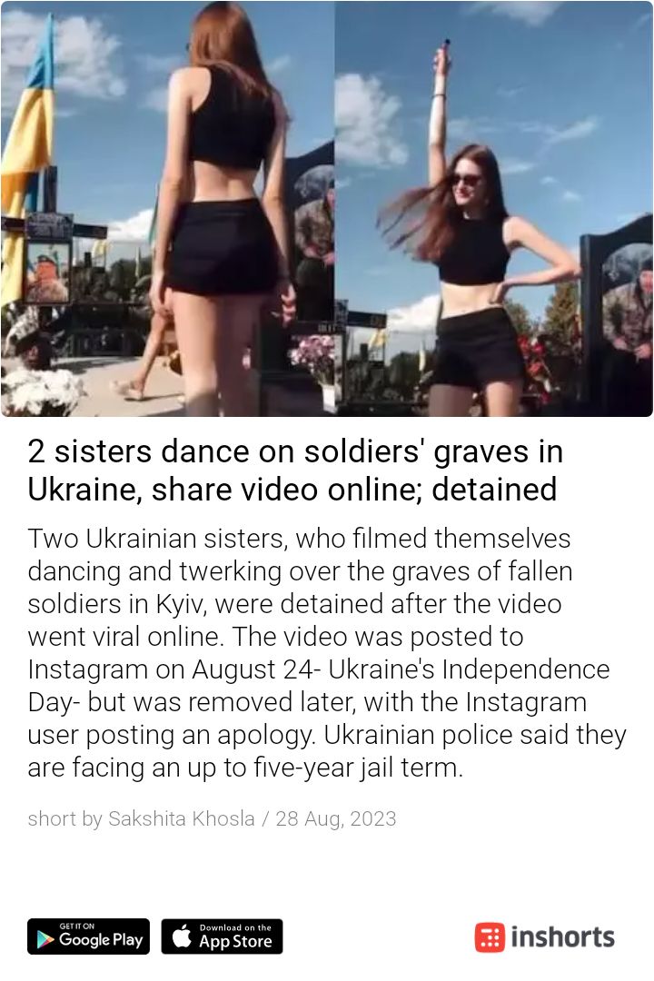 I am appalled by the news of two sisters dancing on the graves of soldiers.
This is a disrespectful and insensitive act that should not be tolerated. 
I urge the authorities to take action and bring the perpetrators to justice.

#NeverForgetTheFallen
#StandForRespect