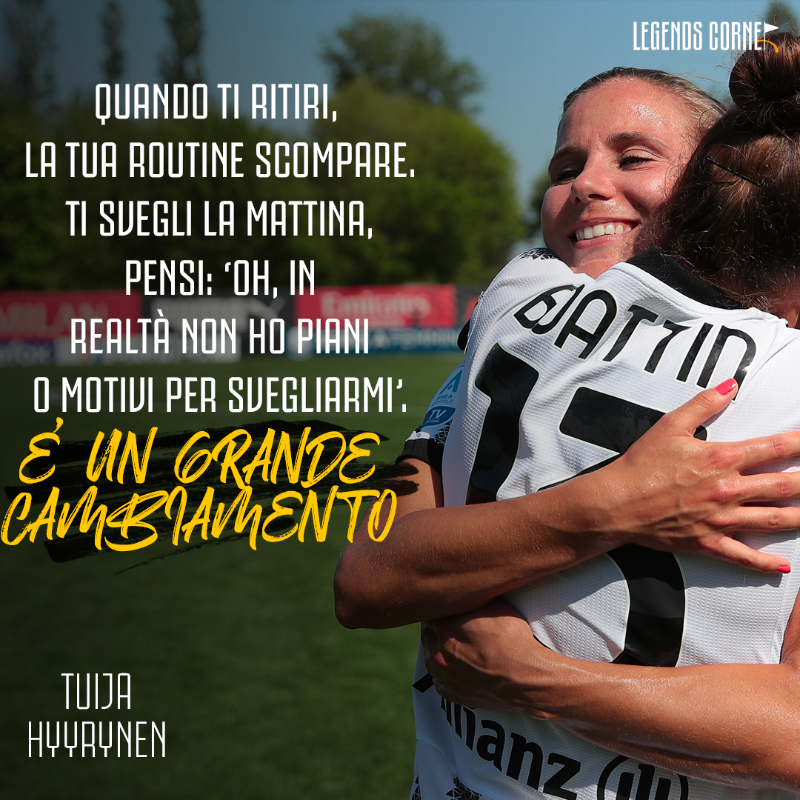 juventusfc's tweet photo. Penna a Tuija Hyyrynen ✍🏻

L'ex difensore delle Juventus Women è la protagonista del nuovo episodio di Legend's Corner ⚪️⚫️