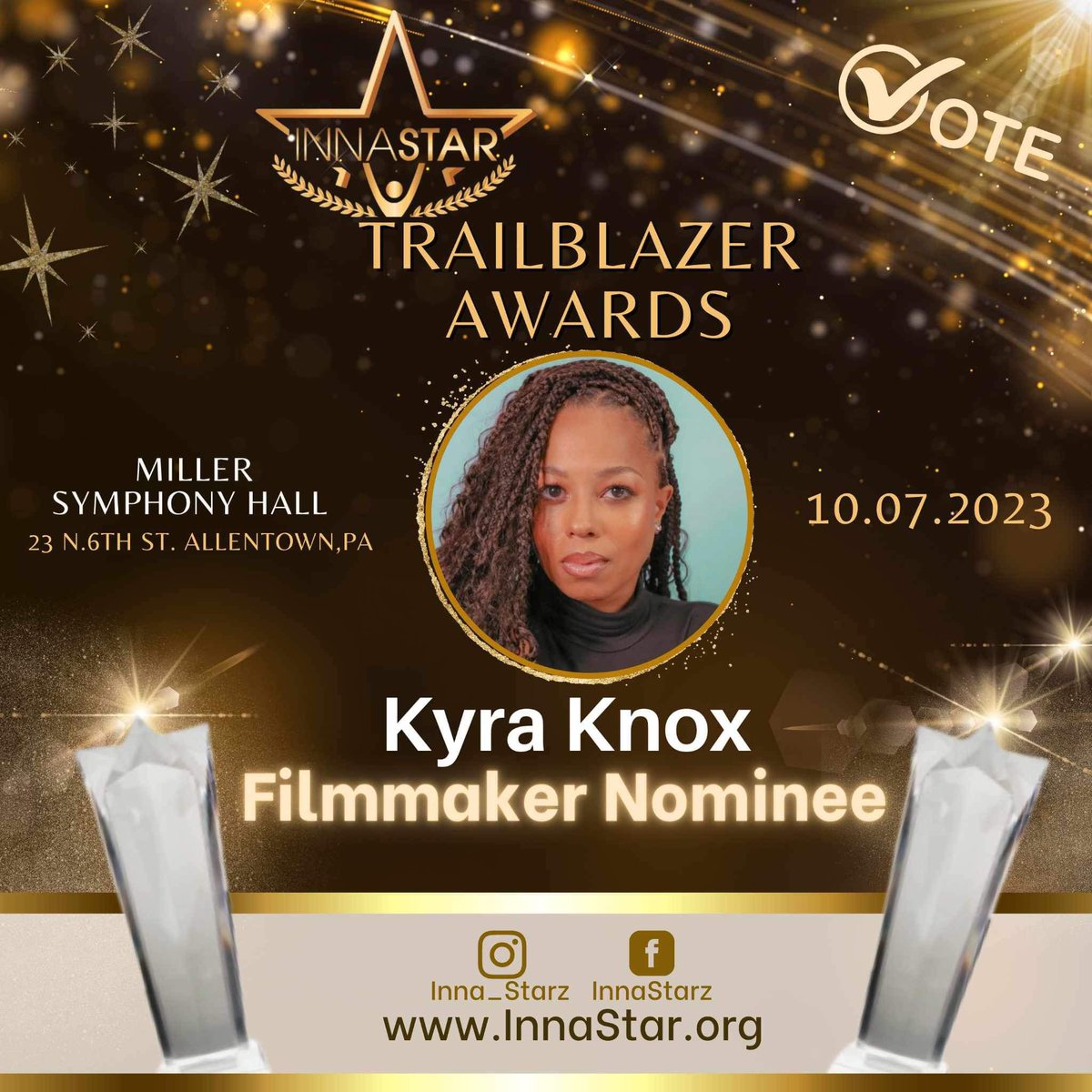 You never know who’s watching! Thank you for nominating me for the Trailblazer Award! Here’s the link to Vote! 

form.jotform.com/innaStar/Innas…

The email said: Your exceptional achievements and contributions have not only caught our attention but have also inspired many. 

🥹🤎🎬✨