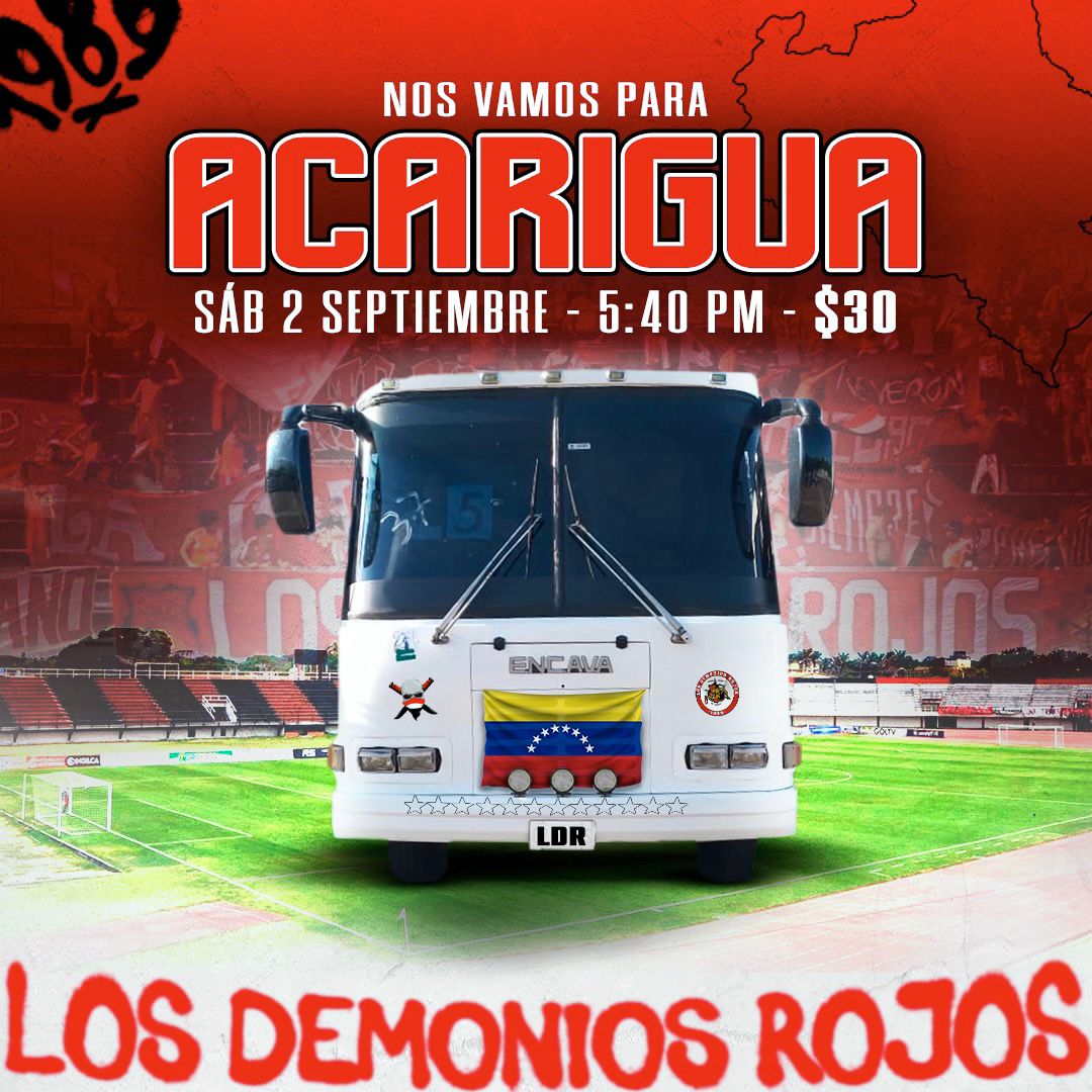 ¡Viaje a Acarigua!

Costo del pasaje: 30$
Valor de la entrada: Por anunciar

Para mayor información, comunícate al privado.

¡Sigue la gira por el Rojo! 
El aliento de todos será clave para sumar los 3Ptos en el partido entre Portuguesa FC y Caracas FC.

#AdictosALaCarretera