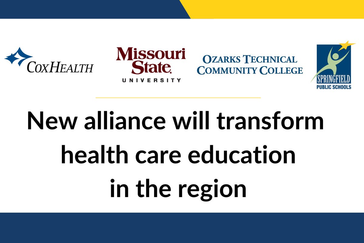 The Alliance for Healthcare Education is a bold, collaborative approach that will develop the talent to meet – and exceed – our region’s health care workforce needs for decades to come.  

HERE'S HOW:
ow.ly/Fv3050PFbNS 

<a href="/CoxHealth/">CoxHealth</a> <a href="/MissouriState/">Missouri State</a> <a href="/OTCedu/">Ozarks Technical Community College</a> 

#SPSleads