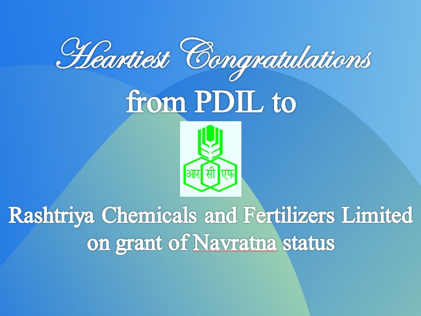 pdilsm's tweet photo. PDIL Congratulates @RCF for grant of Navratna status and making the Fertilizer Industry @DoF proud https://t.co/6WtNnPx4KB