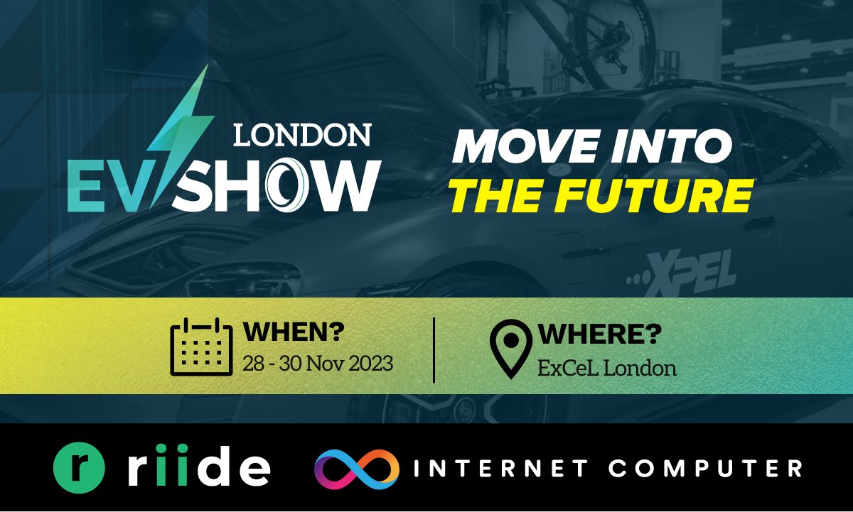 We're excited to be attending the @LondonEVShow and represent the next generation of real-world applications powered by the #InternetComputer.
Date: 28-30 Nov 2023
Location: @ExCeLLondon
Promo: @MrRiide will have a unique QR code, scan it and enter our prize draw. #RIIDE #ICP #EV