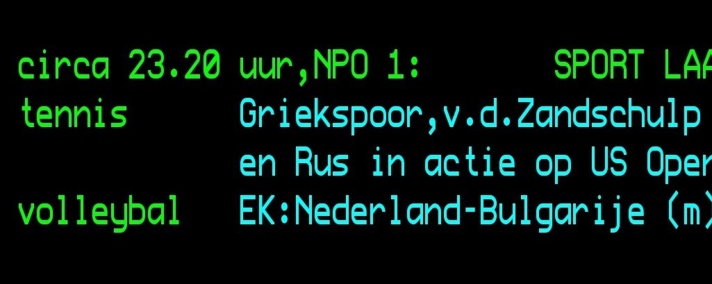 <a href="/Teletekst/">NOS Teletekst</a> <a href="/NOS_Fouten/">NOS Teletekst Fouten</a> 
De volleybalwedstrijd Ned-Bul is een dames wedstrijd, geen heren.
EK heren begint voor Ned komende donderdag pas.
