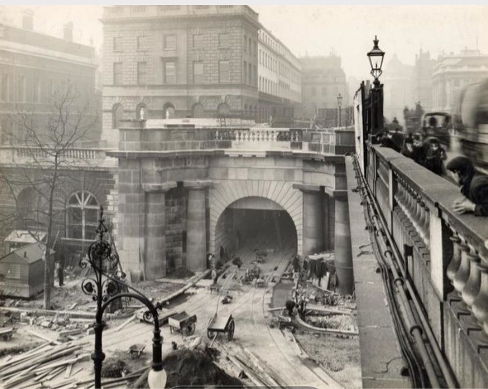 @paul_winginit The other end of the subway by Waterloo Bridge under construction in 1908.