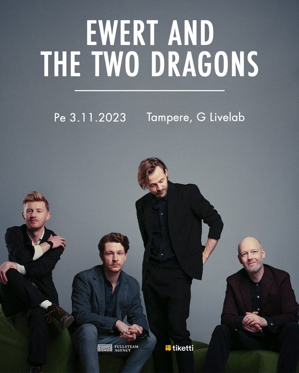 Olljum's tweet photo. It`s been 5 years since their last show in Finland but on November 3rd they will return to Tampere to perform a show @glivelabtampere #livemusic #ewertandthetwodragons #november #tampere https://t.co/BqCTNQUsz6