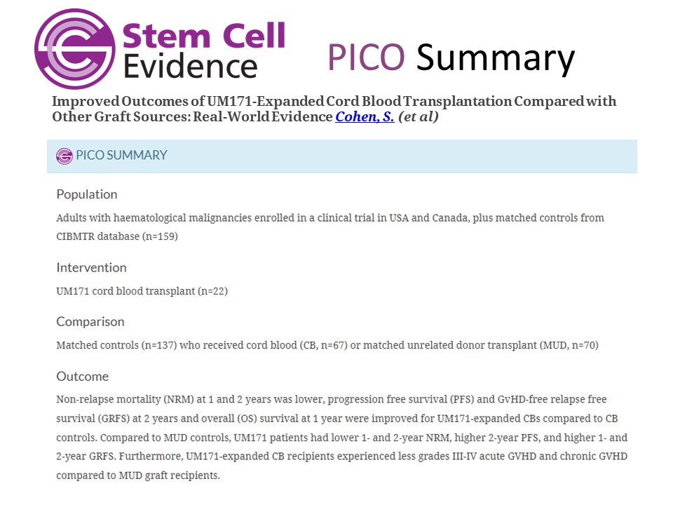From our Evidence Alert this month: Cohen et al in @BloodAdvances on Improved Outcomes of UM171-Expanded #Cord Blood Transplantation Compared with Other Graft Sources: Real-World Evidence
stemcellevidence.com/alerts/article…
#BMT #StemCellEvidence