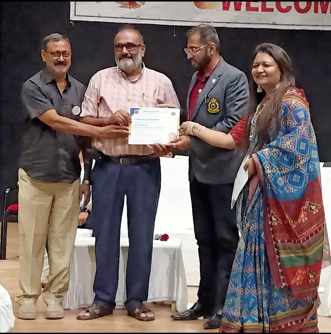 District 3232 F2, 28/08/2023 received appreciation certificate for restarting Lions Club of Songadh..