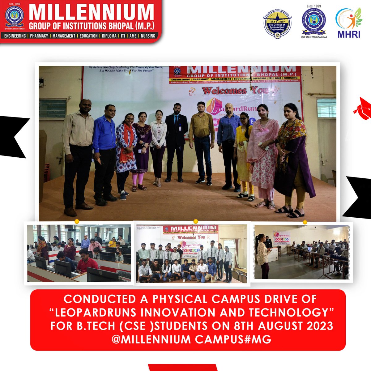 office_chairman's tweet photo. Conducted a physical campus drive of “LeopardRuns Innovation and Technology” for https://t.co/iz8DUAfqPa (CSE) Students on 8th August @Millennium_Campus #MGI
#millennium_group_of_institutions #mgi #MGI #mhri #scae #MCPS #MCP #MCE #MCM #MCN https://t.co/OPatm8s1Vf