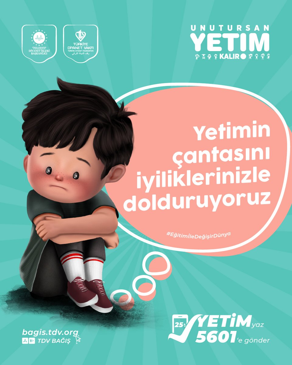 Yetimin çantasını iyiliklerinizle dolduruyoruz

#UnutursanYetimKalır

YETİM yazıp 5601'e SMS göndererek 25 TL destek verebilir ya da bagis.tdv.org adresinden online bağış yapabilirsiniz.
