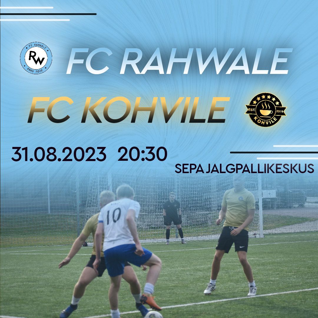 fcrahwale's tweet photo. Viimane otsustav mäng!

Suvekuu viimasel päeval tuleb meile külla FC Kohvile. Anname endast parima, et Juunis olnud kohtumine ei korduks. 

Kuna tegemist on eriti olulise mänguga, siis tuleme kõik neljapäeval kokku ja teeme üheskoos Rahwale! https://t.co/7udR7jWjAB
