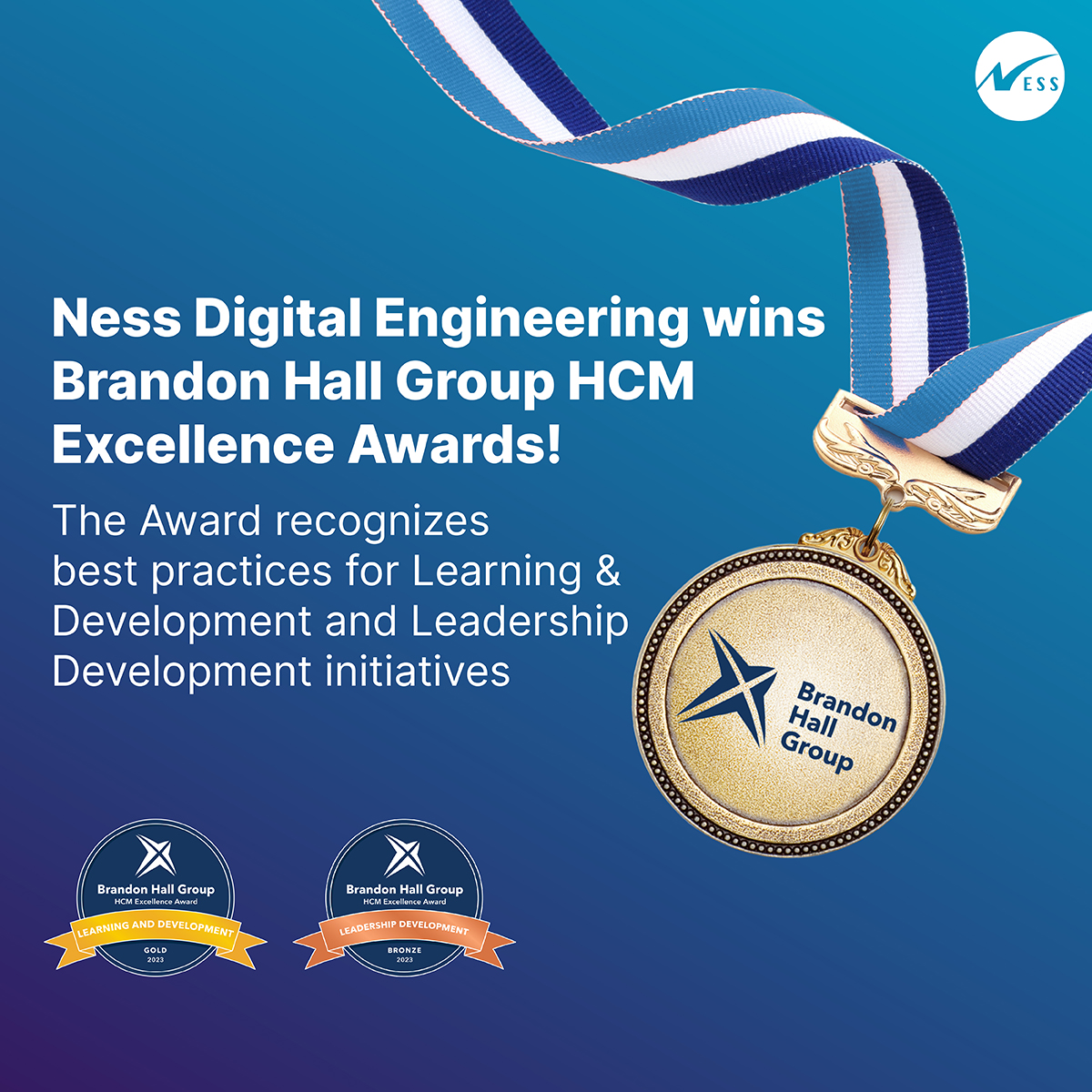 🏅 Ness Digital Engineering wins The 2023 Brandon Hall Group HCM Excellence Awards, which recognizes best practices for Learning &amp; development and Leadership Development initiatives.
Learn more: bit.ly/3ZaxbnX