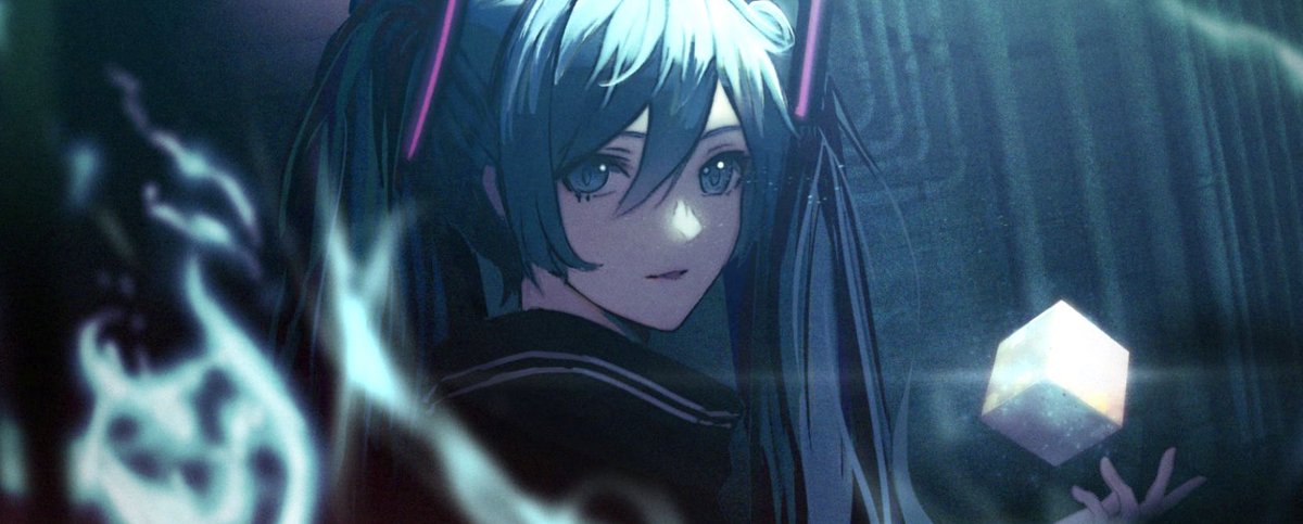 hatsune miku 1girl solo twintails long hair looking at viewer blurry blue eyes  illustration images