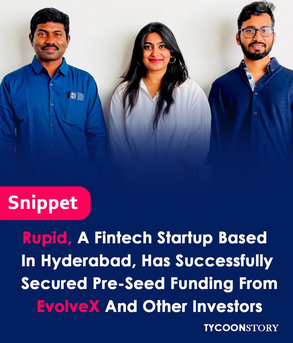 Rupid, A Fintech Startup In Hyderabad, Receives Pre-seed Funding From Evolvex And Other Sources. 
#fintech #startup #hyderabad #preseedfunding #evolvex #employeebenefits #earnedwageaccess #startupindia #startupnews #innovation #entrepreneurship #funding @EvolveXbyWFC