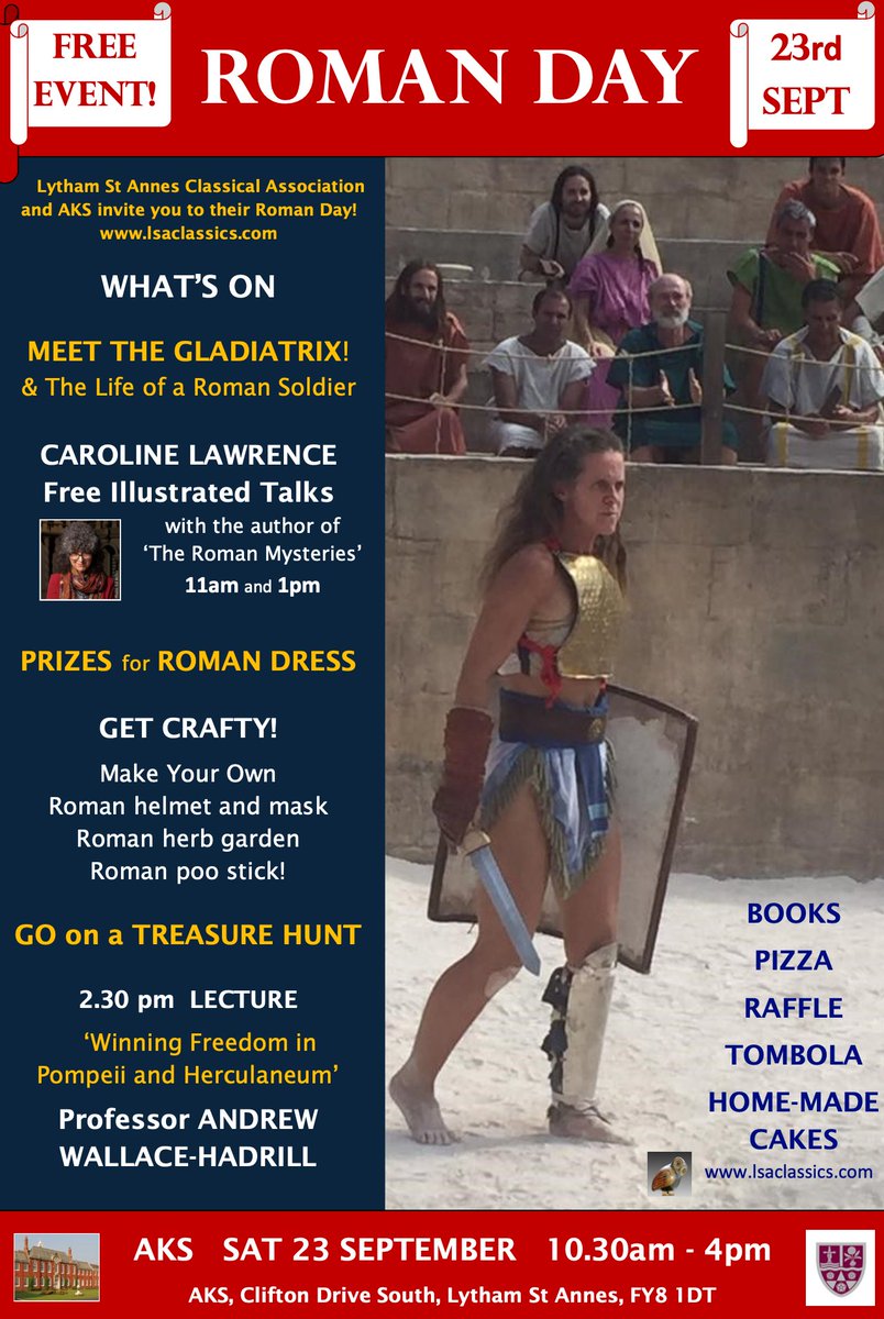 lsaclassics's tweet photo. π‘οΈGreat to see our upcoming Roman Day featured in @LythamLifeStyle round up - so much happening in #LythamStAnnes over the next month.
Come along for talks by world experts + family-friendly fun @AKSSchool 10.30-4 on Sat 23rd Sept.
Everyone welcome!
https://t.co/jEKudZNtBr https://t.co/xM8fTWIwnb