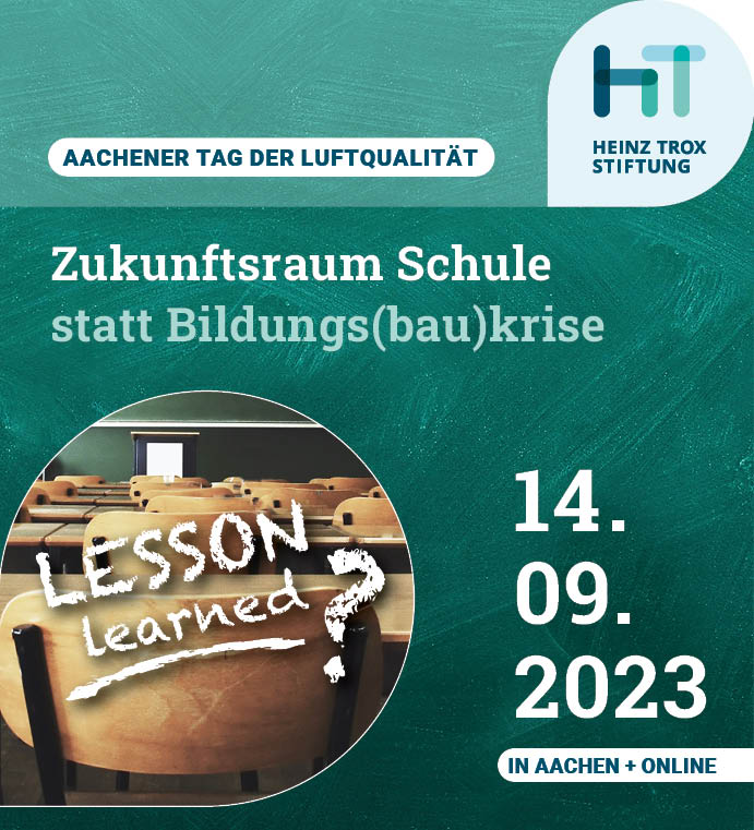 Der #TagderLuftqualität 2023 am 14. Sep. in Aachen nimmt #Bildungsgebäude und deren #Innenraumqualität in den Fokus. Netzwerke mit Forschung, Praxis und Betroffenen zu neuen Lösungen. 

Programm: 
heinz-trox-foundation.com/tag-der-luftqu…