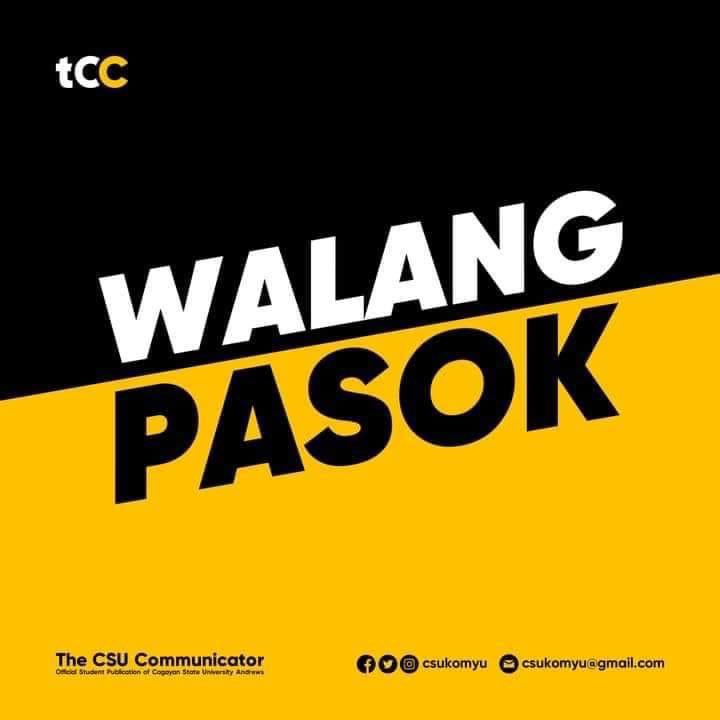 csukomyu's tweet photo. #WalangPasok | Classes in all levels in public and private schools in Cagayan shall remain suspended on August 30, 2023
Source: Cagayan Provincial Information Office
#YourReliableSource https://t.co/WsVQ7YsY4Q