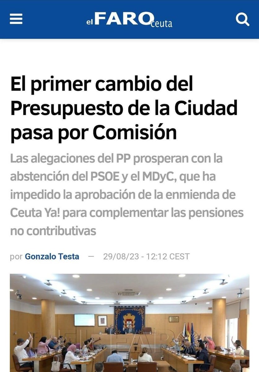 ferreras_julia's tweet photo. En la Comisión nos hemos quedado a un voto de conseguir que se dé el OK a que 2k familias cuenten con 100€ más al mes. Aún queda la votación en el Pleno. Ojalá quienes no han querido votar hoy a favor recapaciten y cambien el sentido de su voto para entonces.
#CeutaYa
#TuGente https://t.co/Njt0y3icif