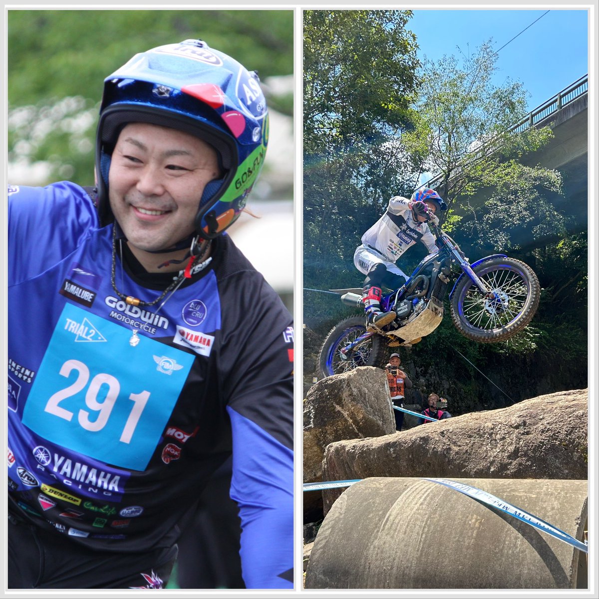 nyanba_youka's tweet image. 9月2日(土)は滋賀･奥伊吹モーターパークで『#ヤマハモーターサイクルデー2023』🏍💨

全日本トライアルで活躍中の #黒山健一 選手と #野崎史高 選手のトライアルデモが10:30と13:30からの2回あります！

黒山選手と野崎選手に一言頂いてきました✨
楽しいデモ期待してます😹
yamaha-motor.co.jp/mc/event/motor…