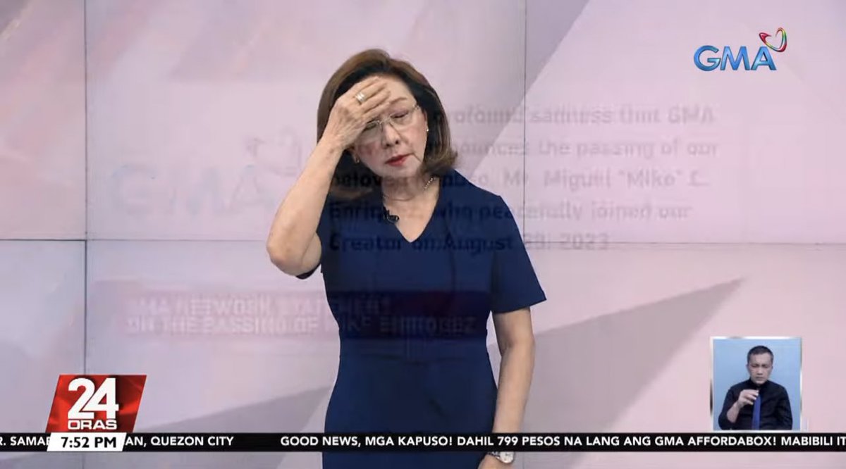 ucrazywild's tweet image. Tita Mel Tiangco announcing Mike Enriquez' death is so heart breaking. She almost lost it but decided to be professional and continued what she's supposed to report.

Big hugs to everyone this is such a sad time especially for kids like me who grew up watching 24 oras 😭