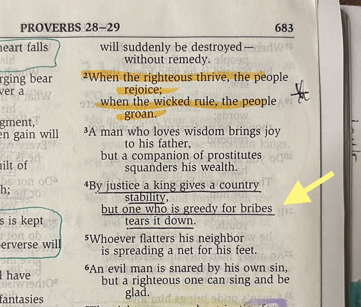 Reviewing the Proverb of the day with our kids before school this morning—and Proverbs 29:4 suddenly resonates like never before. #Truth