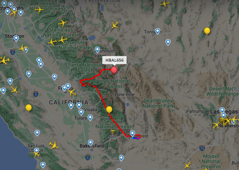 The four #weatherballoons lifted off from Ridgecrest in the Mojave Desert. I could see HBAL656 from my home yesterday.
They navigate under their own power.
 The balloon over the Diablo Range in Monterey County surely hasn't been measuring weather for 36 hours.