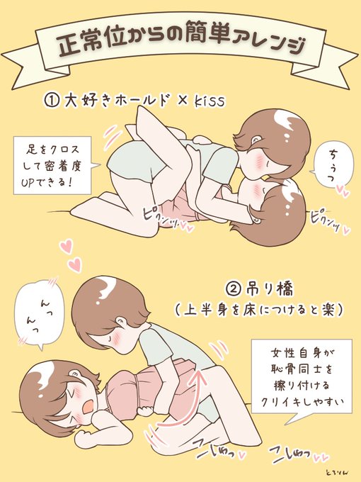 【正常●からの簡単アレンジ4選】

マンネリしがちな営みをちょっとの工夫で刺激的に❗️4つとも練習いらずで試せるから、気軽にトライしてみてね✨ 