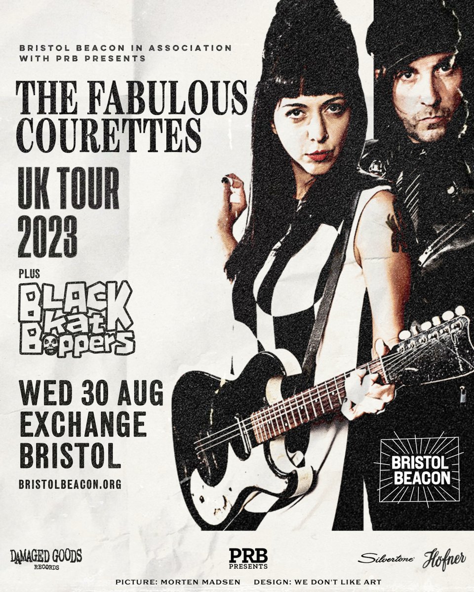 Support added: Raucous garage rock duo @TheCourettes will be joined by south coast rockin' blues outfit, @BlackKatBoppers 🎙️ Don't miss them perform tomorrow night at @ExchangeBristol. Limited availability Tickets: bit.ly/45uV63u