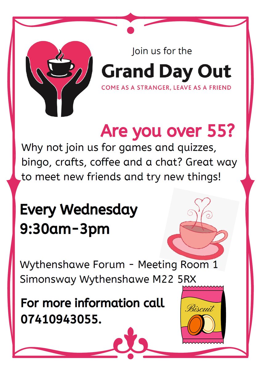 If you are 55 and over and would like to get involved and meet new friends, join the members of Grand Day Out. There are plenty of activities to get involved in. 📅 Every Wednesday, 9.30 am-3 pm 📍 Wythenshawe Forum