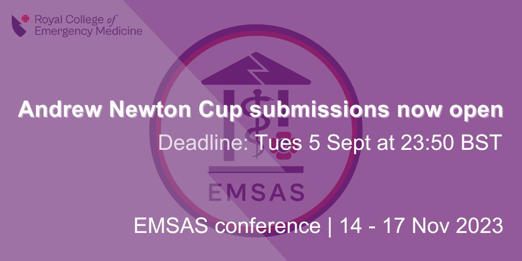 RCEMevents's tweet photo. ⏰One week left to submit your abstract for the Andrew Newton Cup at this year’s @EMSAS_RCEM conference⏰

We’re looking for 300 words on:
✅Local initiative project report
✅QIP
✅Audit
✅Research
✅Interesting case report

Don't miss it! Submit here- https://t.co/fne1MKsUGP https://t.co/DDGk9zFd9q