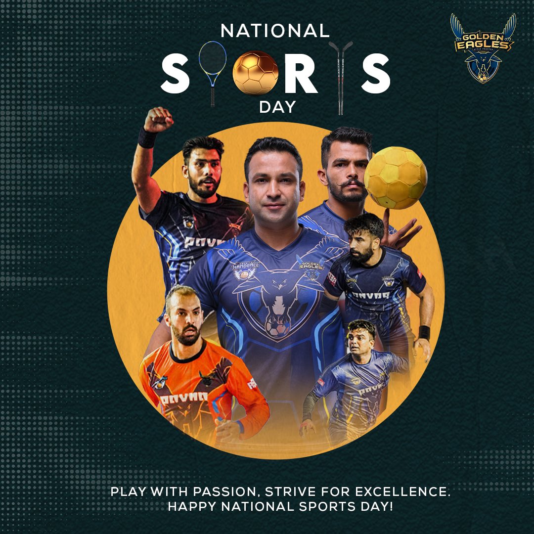 up_eagles's tweet photo. A tribute to the power of sports and the athletes who make us proud. Happy National Sports Day!

#eaglesinsquad #kheleinjeejaanse #sportsday #Nationalsportsday
#goldeneagles https://t.co/UOvBeCjJ3k