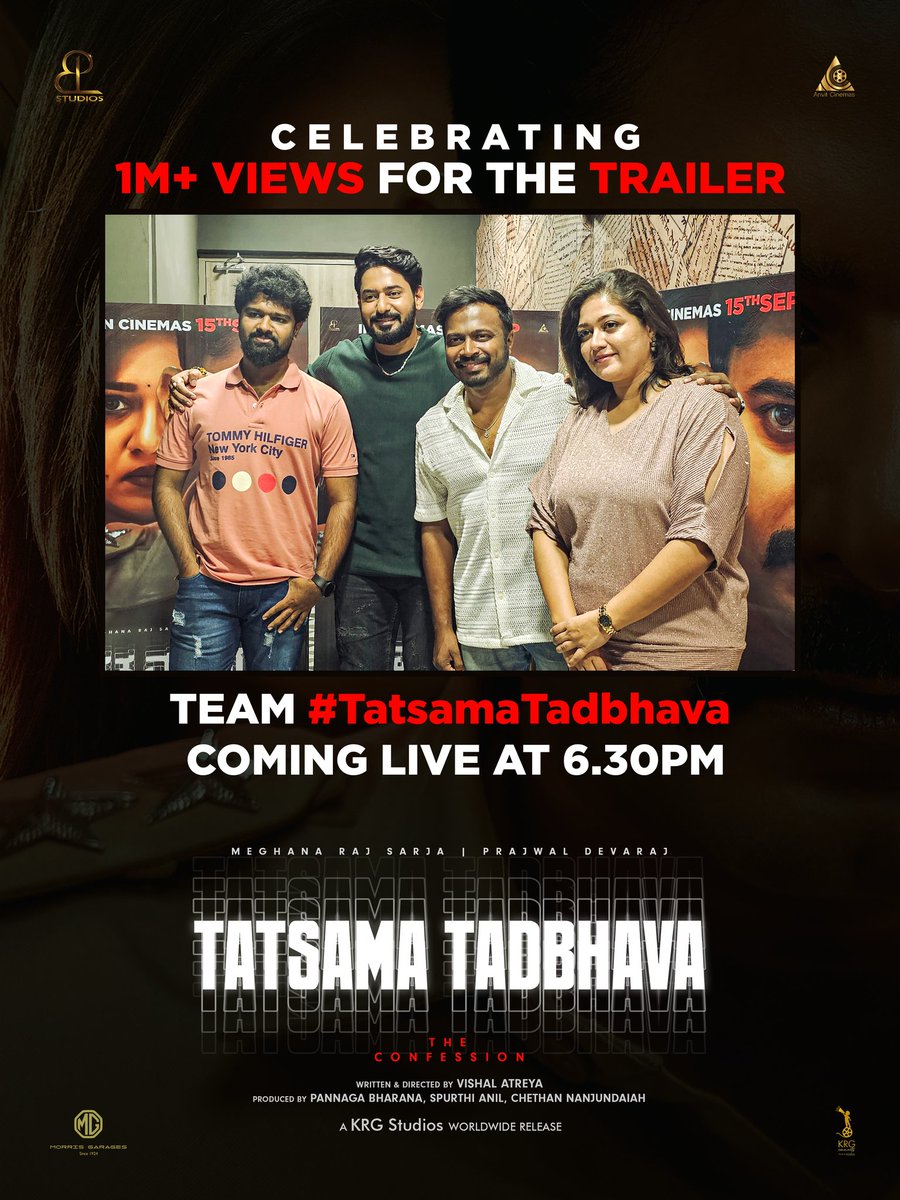 Hey Twitterverse! 🎬 Join us on Insta Live for an exciting connection. We can't wait to interact with you all! Tune in soon! 🤩 
#tatasamatadbhava #instalive #releasingsoon #meghanaraj #prajwaldevraj #pannagabharana
