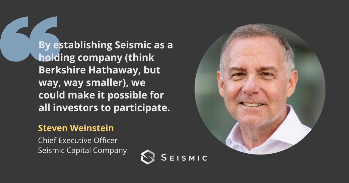 In a recent Q&amp;A, CEO Steven Weinstein provides a glimpse into the "aha!" moment that inspired Seismic’s holding company structure. He says, "Early on in developing Seismic’s structure, we aimed to solve two problems we saw in the VC space." Learn more at seismiccc.com.