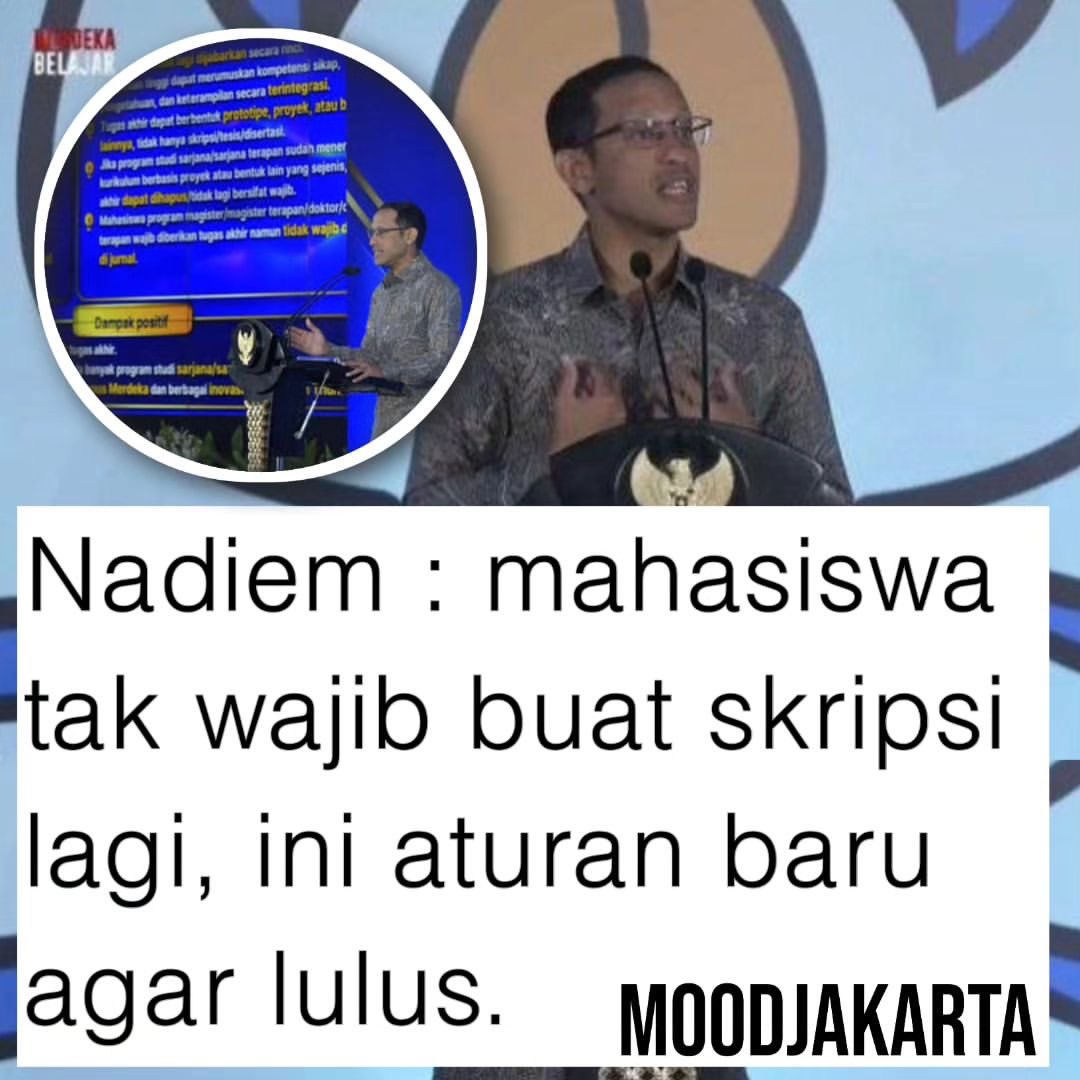 Menteri Pendidikan, Kebudayaan, Riset, dan Teknologi (Mendikbudristek), Nadiem Makarim mengeluarkan aturan terbaru terkait standar kelulusan bagi mahasiswa S1 atau D4.

Adapun aturan yang dimaksud yaitu mahasiswa tidak wajib lagi mengerjakan skripsi sebagai syarat kelulusan.