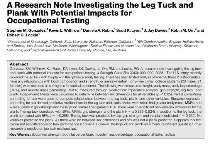 Our latest collaboration! 
Bottom Line Up Front: Different "core" tests assess different attributes and may not be interchangeable. <a href="/TacticalResUnit/">Tactical Research Unit</a> @DrBobLockie <a href="/okstate_ehs/">OSU College of Education and Human Sciences</a> <a href="/OSU_HPNRI/">Human Performance & Nutrition Research Institute</a>