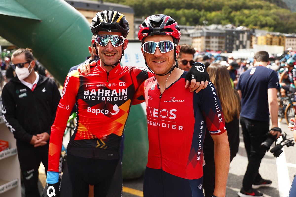 🇪🇸 #LaVuelta23 

⚪️😎🤗
<a href="/WoutPoels/">Wout Poels</a> &amp; <a href="/GeraintThomas86/">Geraint Thomas</a> 

#RideAsOne